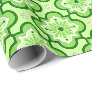 marokkanisches Fliesenmuster - Lime Green Geschenkpapier