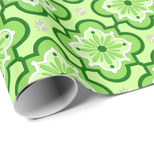 marokkanisches Fliesenmuster - Lime Green Geschenkpapier (Rolleneckpunkt)