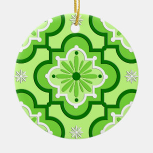 marokkanisches Fliesenmuster - Lime Green Keramik Ornament