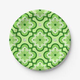 marokkanisches Fliesenmuster - Lime Green Pappteller