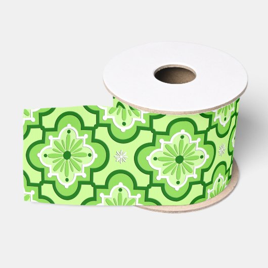 marokkanisches Fliesenmuster - Lime Green Ripsband (Spule)