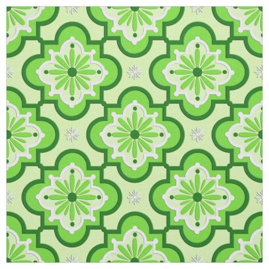 Marokkanisches Fliesenmuster - Limones Grün Stoff (Muster)