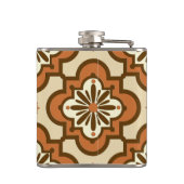 Marokkanisches Fliesenmuster - Rost und Tan Flachmann (Rückseite)