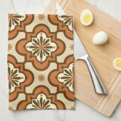 Marokkanisches Fliesenmuster - Rost und Tan Küchentuch (Viertel Falte)
