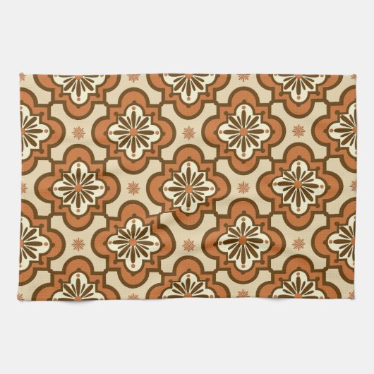 Marokkanisches Fliesenmuster - Rost und Tan Küchentuch (Horizontal)