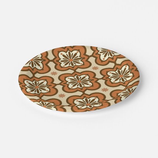Marokkanisches Fliesenmuster - Rost und Tan Pappteller (Schrägansicht)