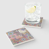 marokkanisches Fliesenmuster Steinuntersetzer (Seitenansicht)