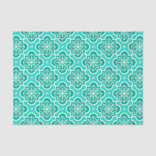 Marokkanisches Fliesenmuster - Türkis und Aqua Seidenpapier
