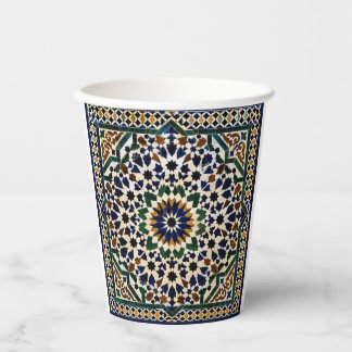 Marokkanisches geometrisches Mosaikmuster Keramik- Pappbecher