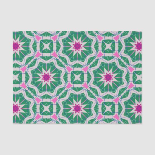 Marokkanisches geometrisches Muster in grün und ro Seidenpapier (Vorderseite)