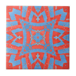 Marokkanisches geometrisches Muster rot blau Fliese