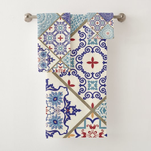 Marokkanisches geometrisches Vintages Muster Badhandtuch Set (Insitu)