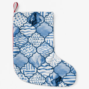 marokkanisches geometrisches, wasserfarbenes Muste Kleiner Weihnachtsstrumpf