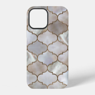 Marokkanisches Gitter Pearl und Gold iPhone 12 Hülle