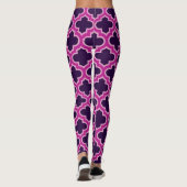 Marokkanisches Gitter rosa Muster Leggings (Rückseite)