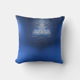 Marokkanisches Gittermuster blau Indigo geometrisc Kissen