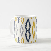 Marokkanisches Ikat Blau-Gelb-Weiß-Muster Kaffeetasse (Vorderseite Links)