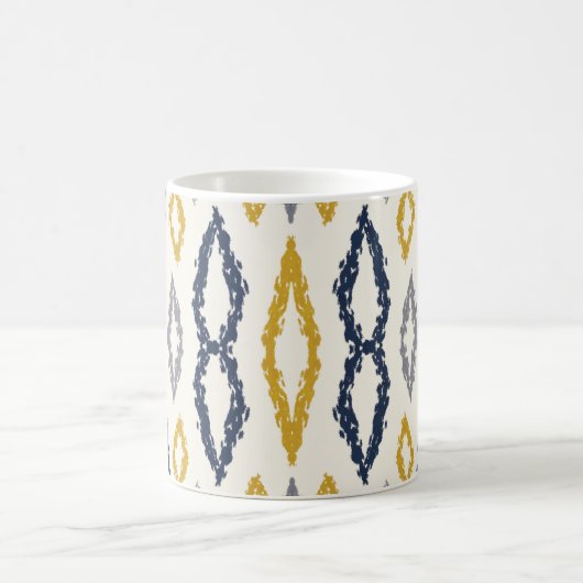 Marokkanisches Ikat Blau-Gelb-Weiß-Muster Kaffeetasse (Mittel)