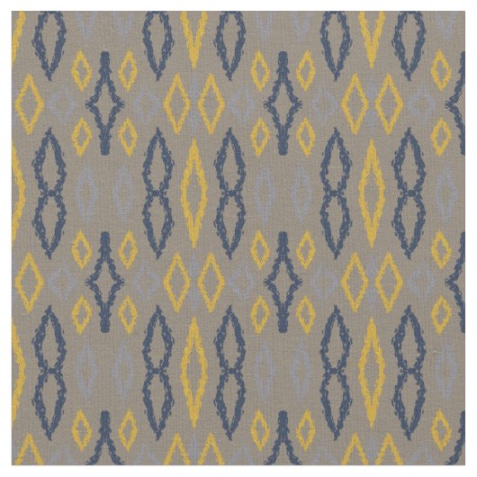 Marokkanisches Ikat Blue Yellow Gray Muster Stoff (Nahaufnahme)
