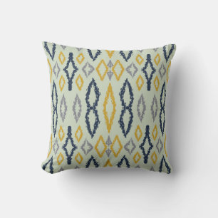 Marokkanisches Ikat Blue Yellow Minze Muster Kissen