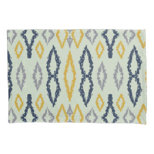 Marokkanisches Ikat Blue Yellow Minze Muster Kissenbezug