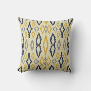 Marokkanisches Ikat Blue Yellow Pattern Kissen