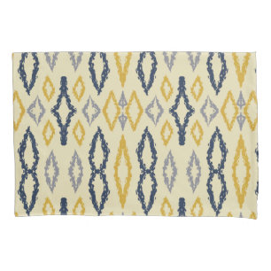Marokkanisches Ikat Blue Yellow Pattern Kissenbezug