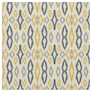 Marokkanisches Ikat Blue Yellow Pattern Stoff