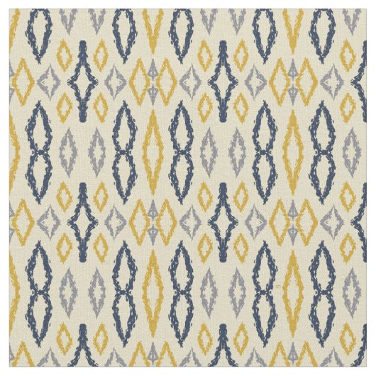 Marokkanisches Ikat Blue Yellow Pattern Stoff (Nahaufnahme)