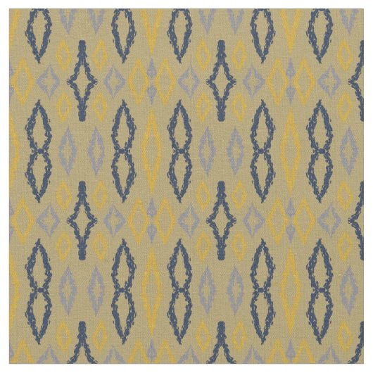 Marokkanisches Ikat Blue Yellow Rustic Muster Stoff (Nahaufnahme)