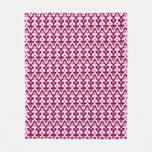 marokkanisches Ikat Damask Muster, Burgund und Ros Fleecedecke (Vorderseite)