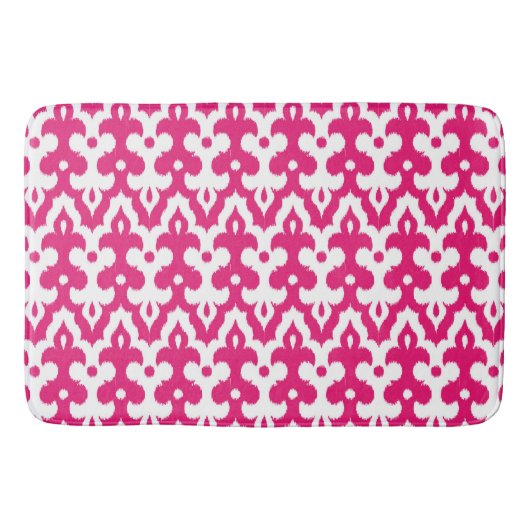 marokkanisches Ikat Damask Muster, Fuchsia Pink &  Badematte (Vorderseite)