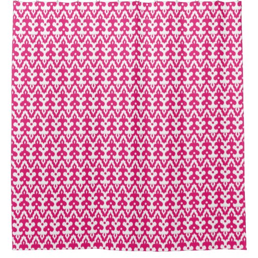 marokkanisches Ikat Damask Muster, Fuchsienrosa & Duschvorhang (Vorderseite)