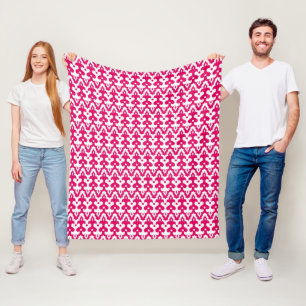 marokkanisches Ikat Damask Muster, Fuchsienrosa & Fleecedecke