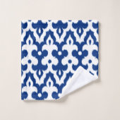 marokkanisches Ikat Damask Muster, Kobalt Blau & W Badhandtuch Set (Waschlappen)