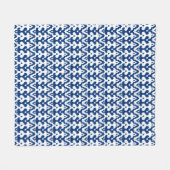 marokkanisches Ikat Damask Muster, Kobalt Blau & W Fleecedecke (Vorderseite (Horizontal))