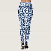 marokkanisches Ikat Damask Muster, Kobalt Blau & W Leggings (Rückseite)