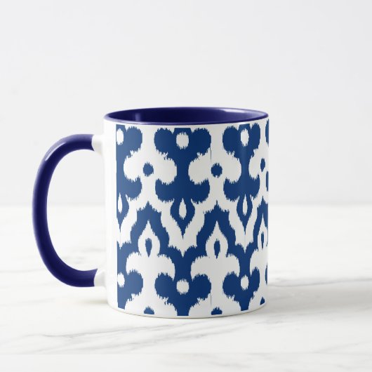 marokkanisches Ikat Damask Muster, Kobalt Blau & W Tasse (Links)