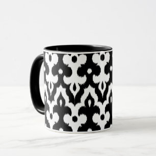 marokkanisches Ikat Damask-Muster, schwarz-weiß Tasse