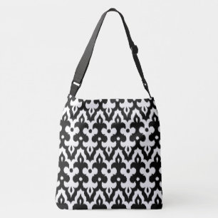 marokkanisches Ikat Damask-Muster, schwarz-weiß Tragetaschen Mit Langen Trägern