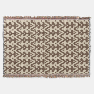 marokkanisches Ikat Damask Muster, Taupe und Beige Decke