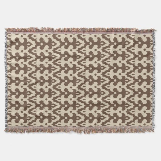 marokkanisches Ikat Damask Muster, Taupe und Beige Decke (Vorderseite)