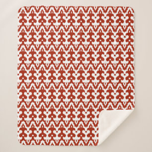 marokkanisches Ikat Damask Muster, tiefrot und wei Sherpadecke