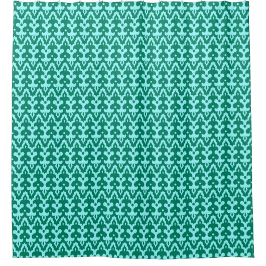 marokkanisches Ikat Damask Muster, Türkis und Aqua Duschvorhang (Vorderseite)