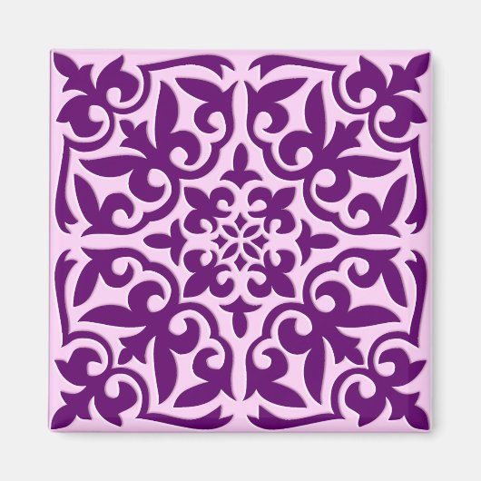 marokkanisches Kachel - lila und orchid Magnet (Vorne)