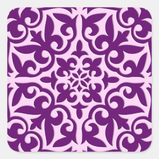 marokkanisches Kachel - lila und orchid Quadratischer Aufkleber