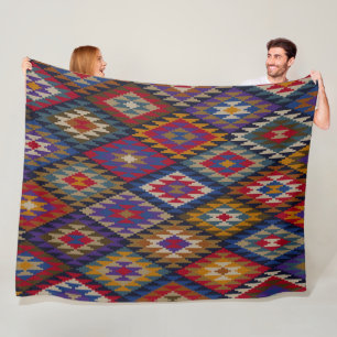 Marokkanisches Kilim-Boho-Design Fleecedecke
