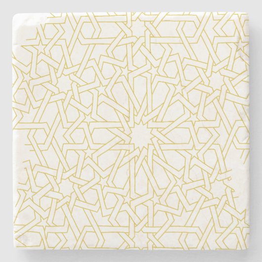 Marokkanisches Kunstdesign in Goldfarbe Steinuntersetzer (Vorderseite)