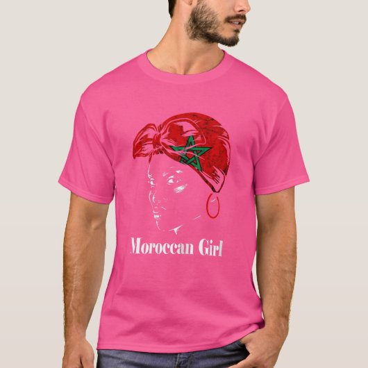 Marokkanisches Mädchen marokkanische Flagge Karpfe T-Shirt (Vorderseite)