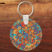 Marokkanisches Mandala mit bunten ethnischen Muste Schlüsselanhänger (Vorderseite)